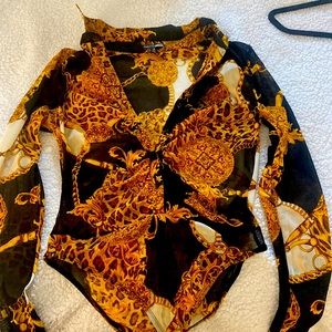 Gold and black blouse